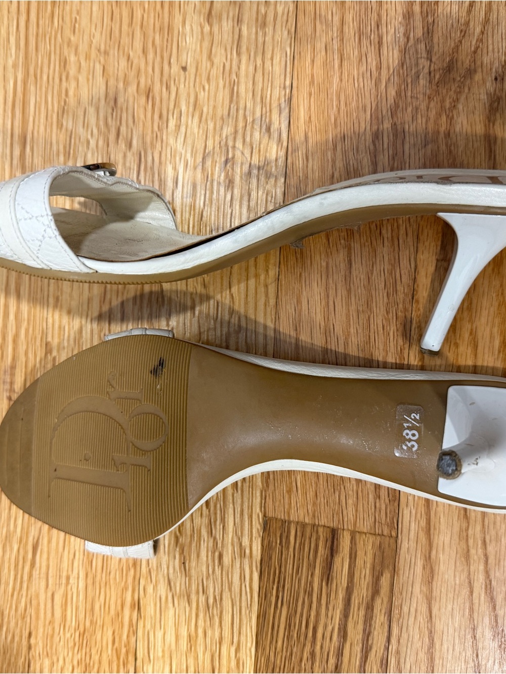 Dior x Galliano Offwhite Leather Slide Mules with Silver D-Ring Charms Sz 38.5 - Picture 4 of 4